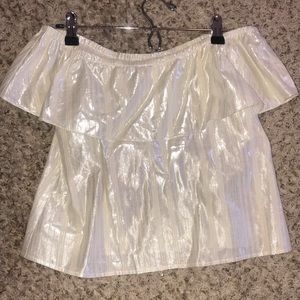 Shiny over the shoulder shirt